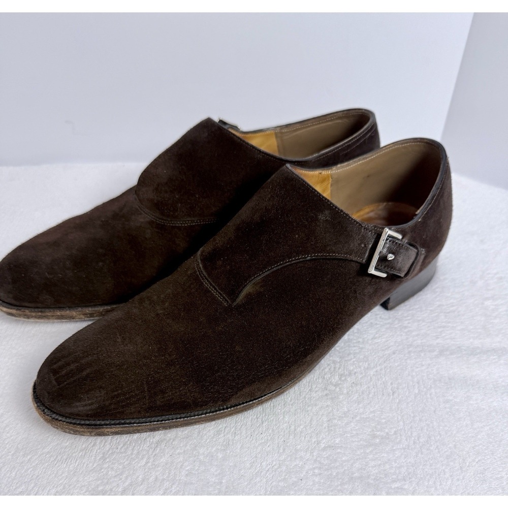John Lobb Brown Suede Single Monk Strap Dress Shoes Men's ~10.5